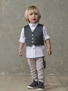 Baptism boy outfit set  6pcs - AETIS Grey