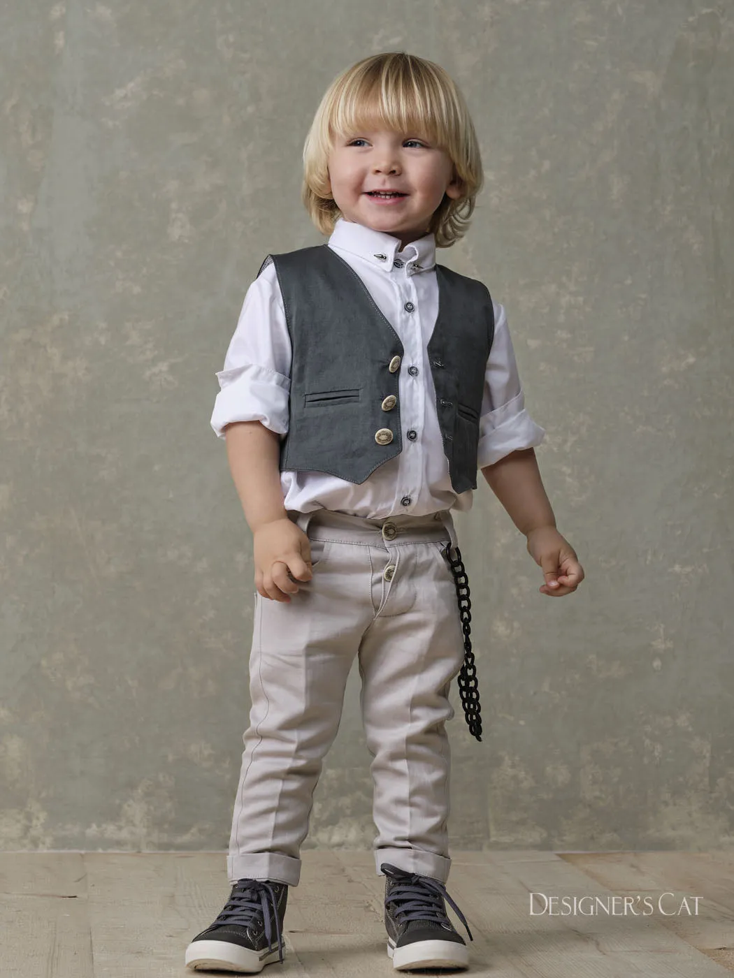 Baptism boy outfit set  6pcs - AETIS Grey