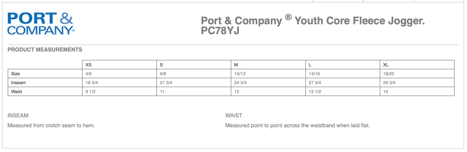 Castle Neck Farm Port & Company  Core Fleece Jogger - Youth/Adult Unisex Sizes