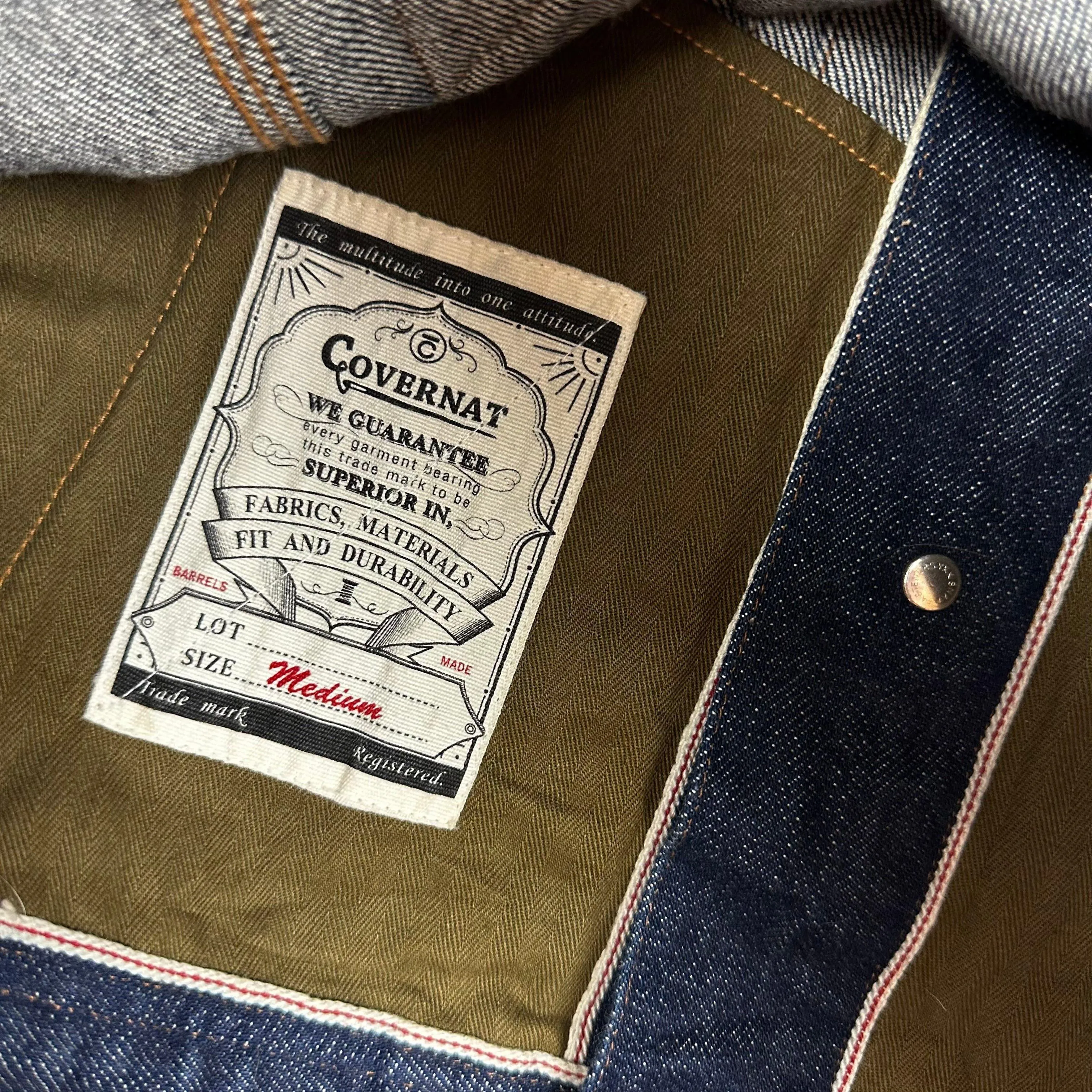 Covernat Classic Type 1 Mens Selvedge Denim Jacket - Size M