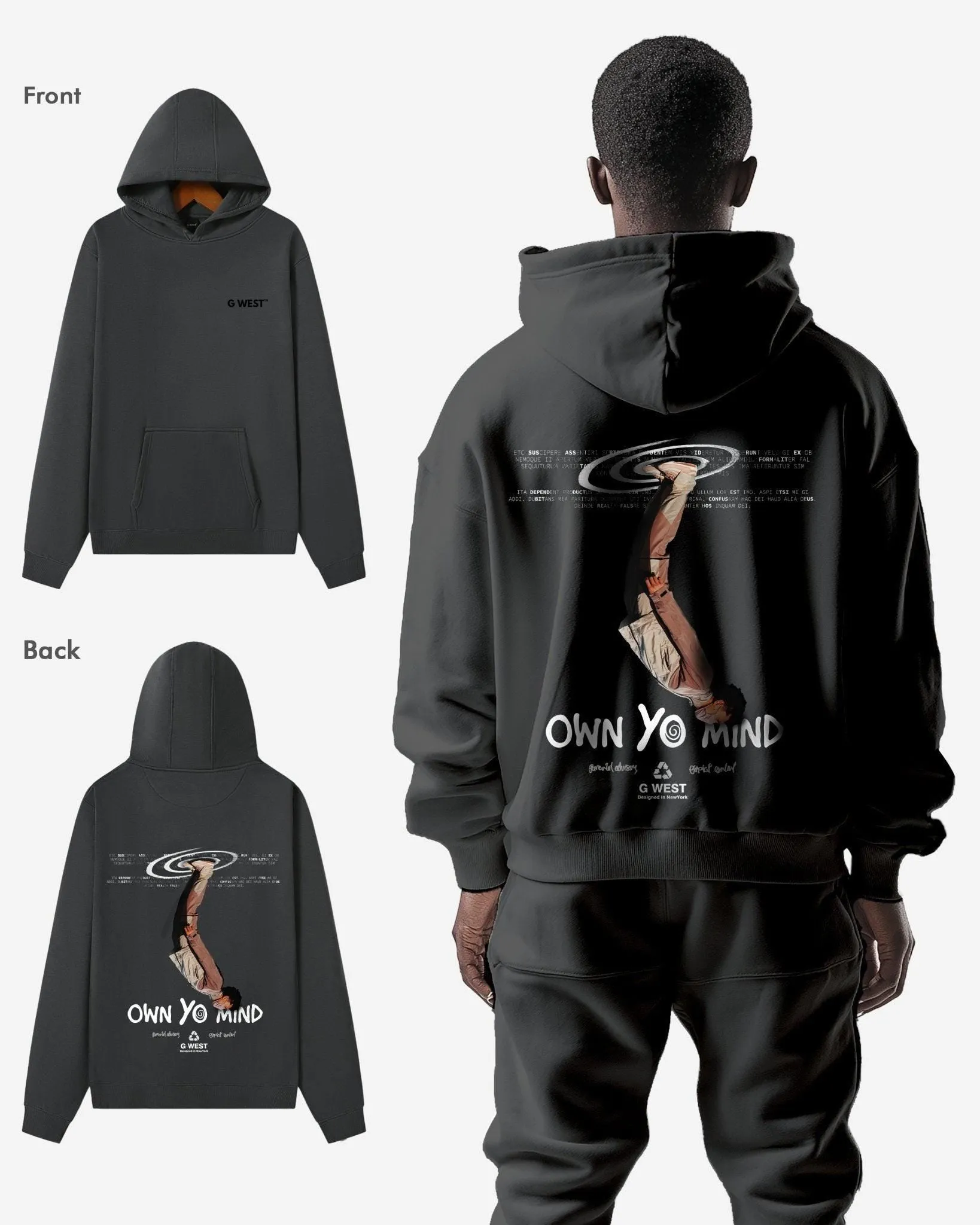 G West Own Yo Mind Heavy Premium Oversized Hoodie
