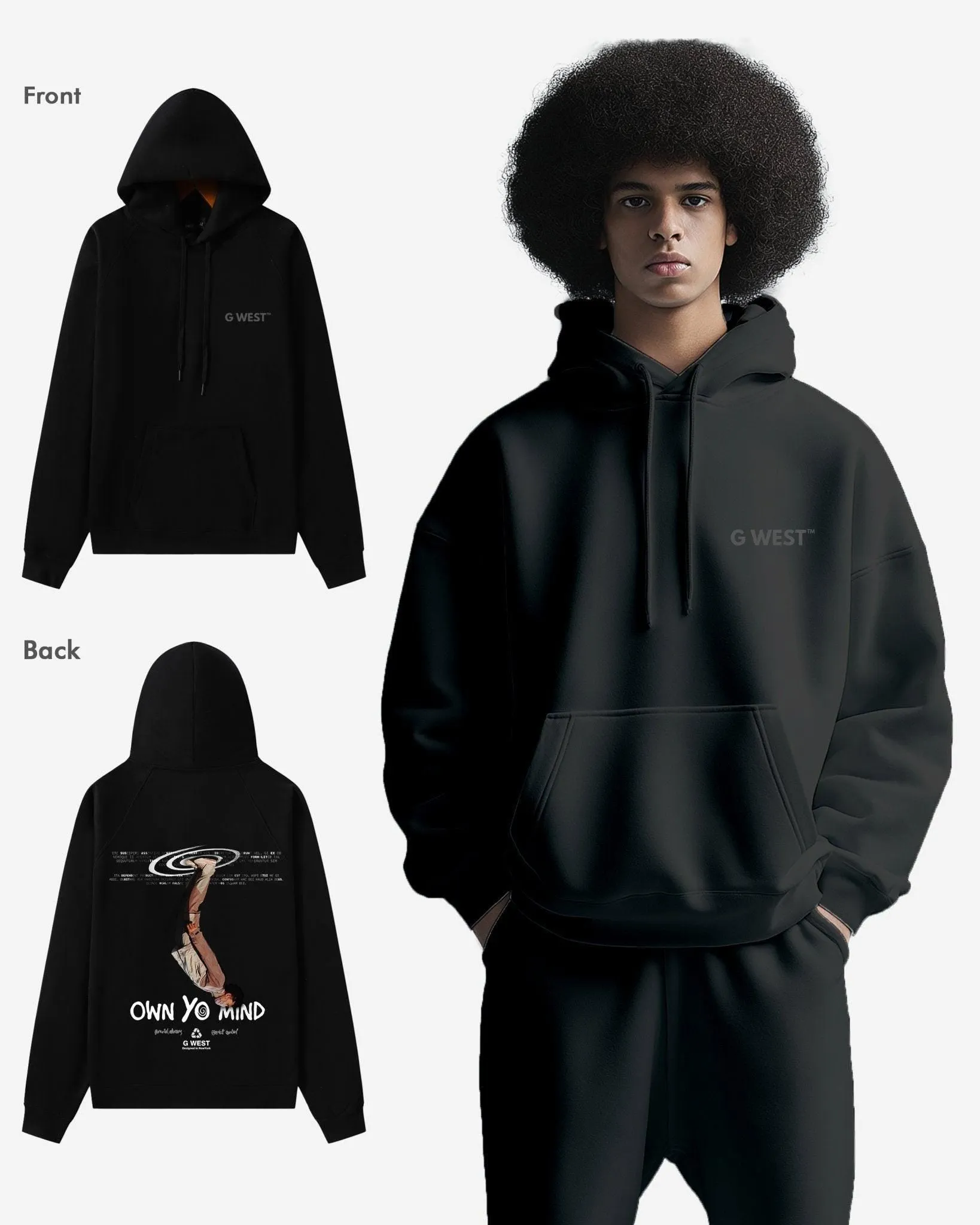 G West Own Yo Mind Heavy Premium Oversized Hoodie