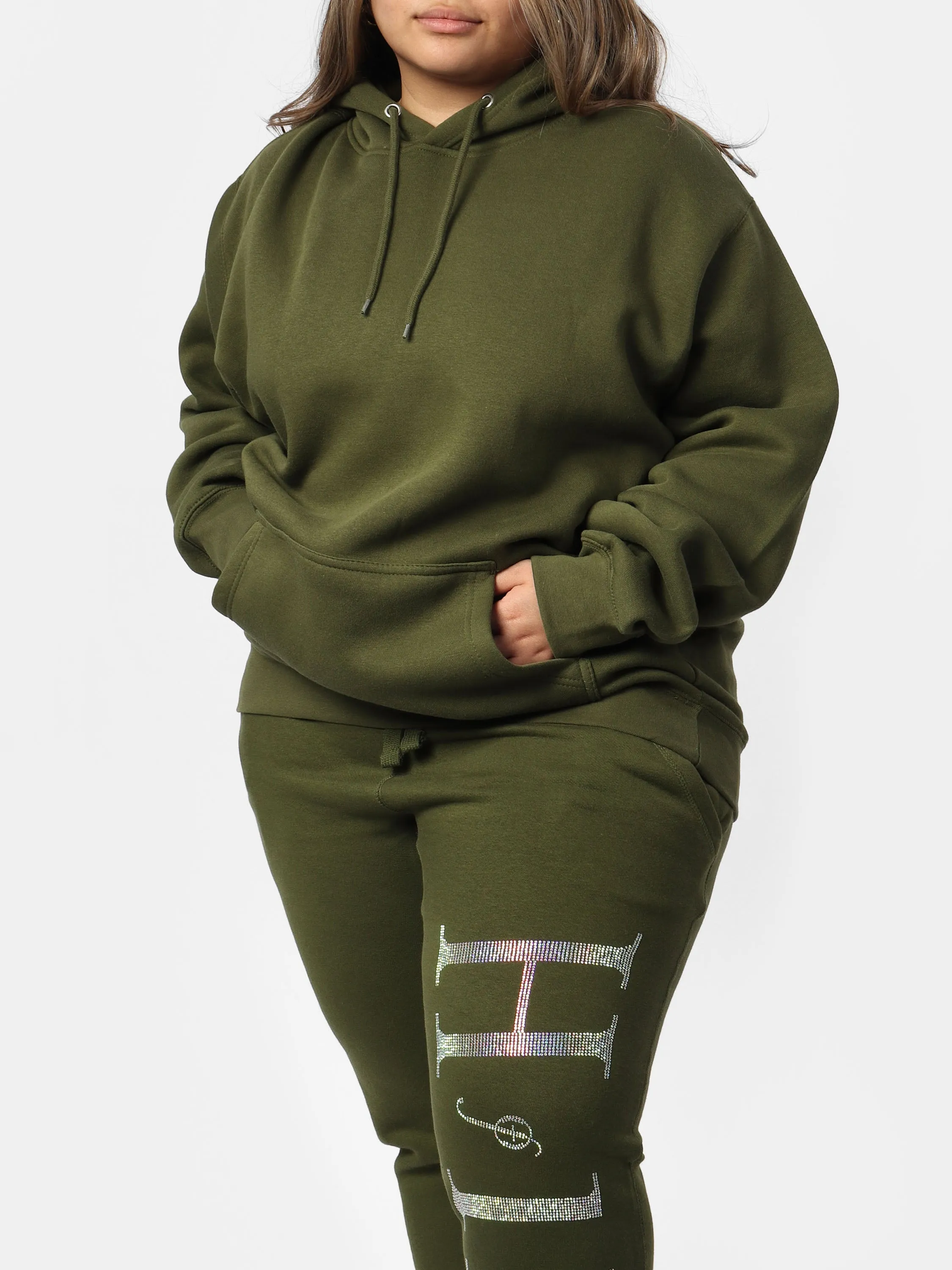 Green Glam Bedazzle Wings Hoodie