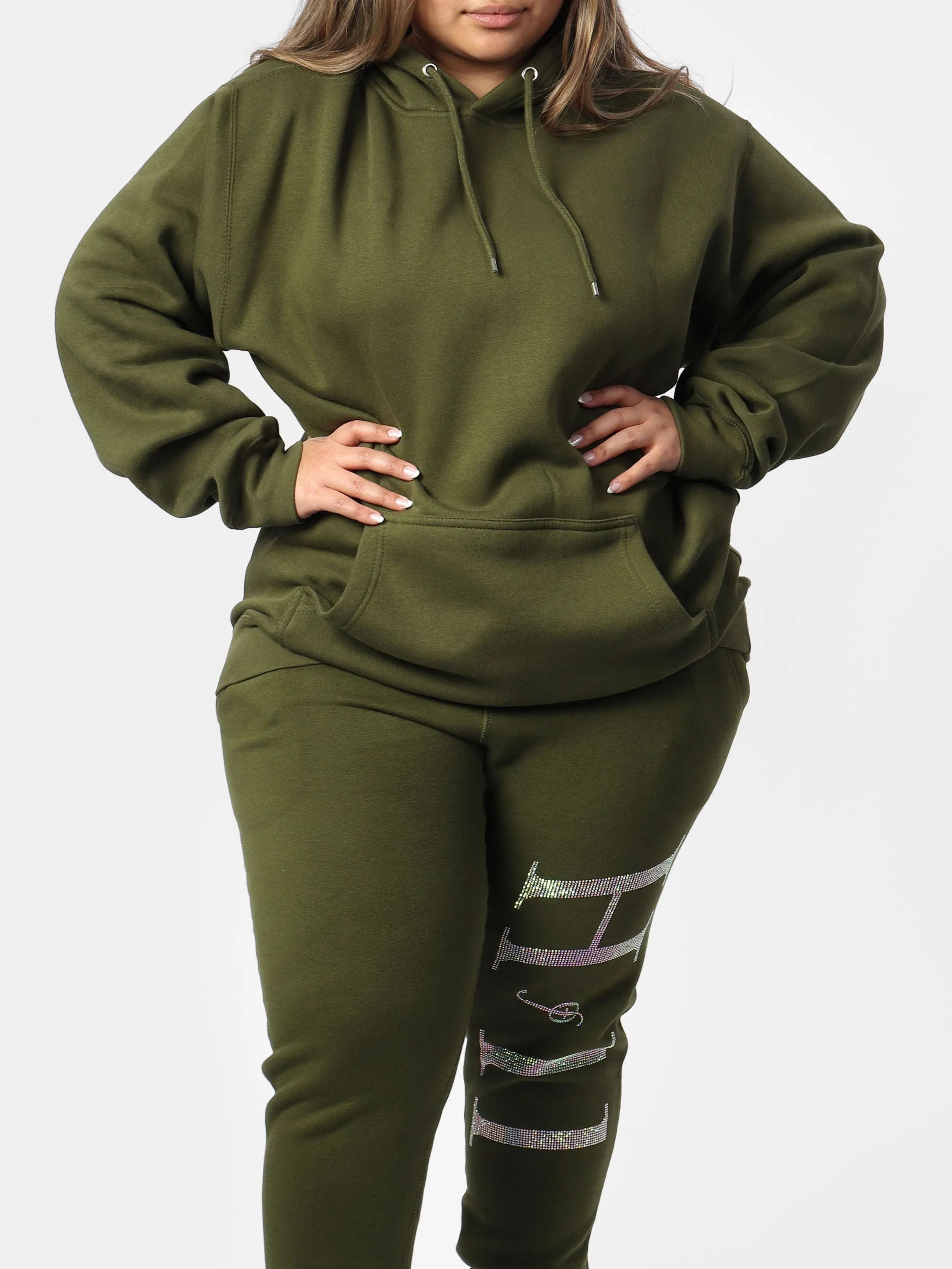 Green Glam Bedazzle Wings Hoodie