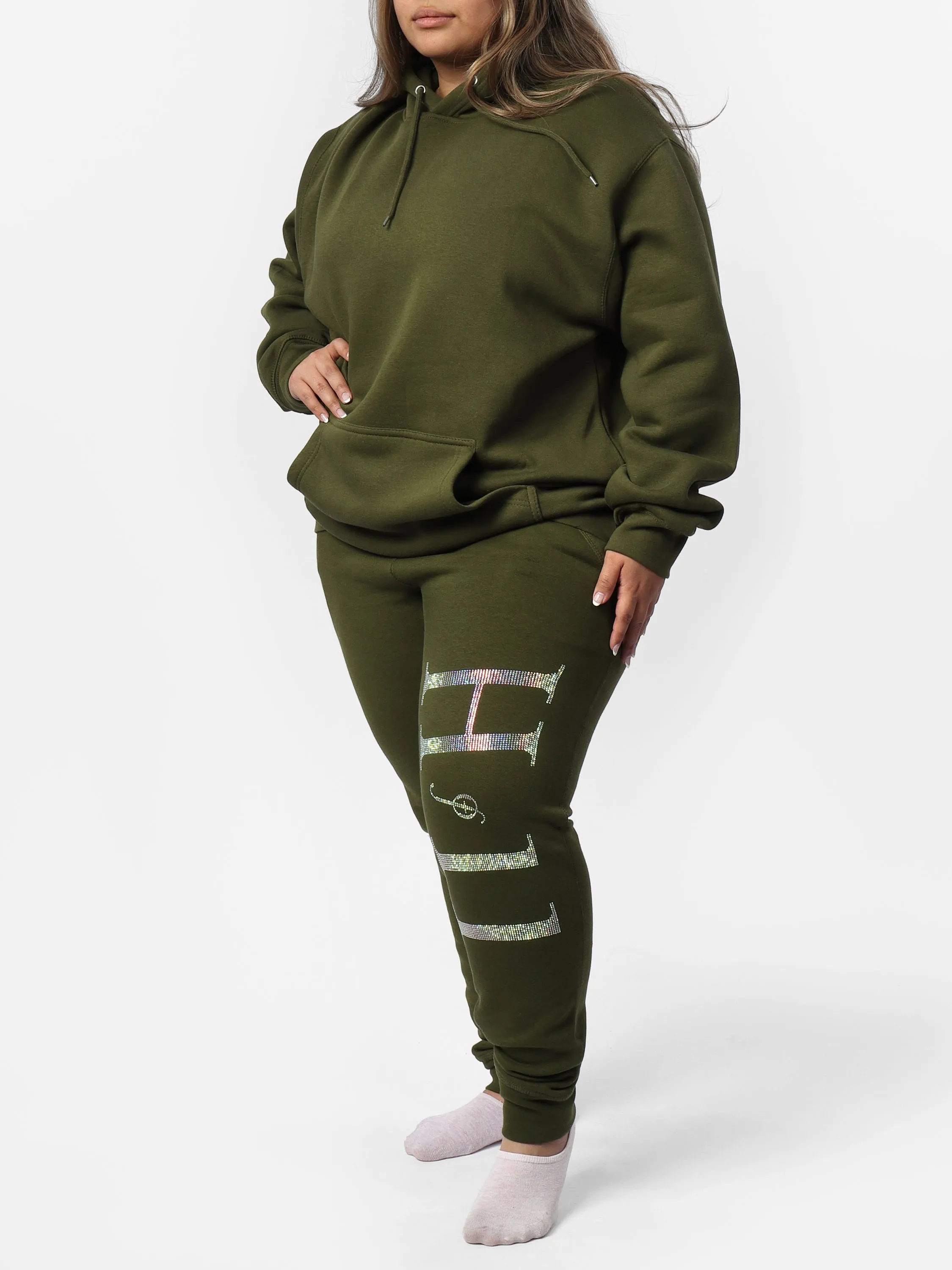 Green Glam Bedazzle Wings Hoodie