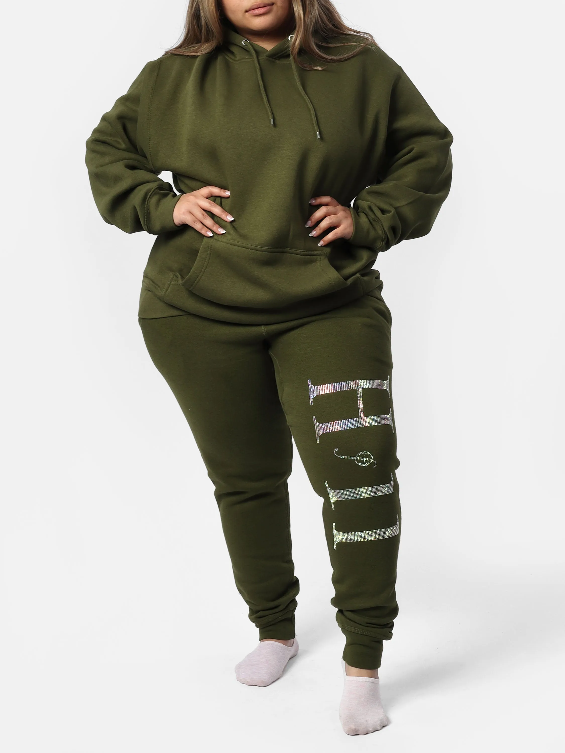 Green Glam Bedazzle Wings Hoodie