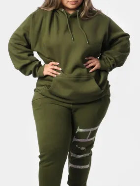 Green Glam Bedazzle Wings Hoodie