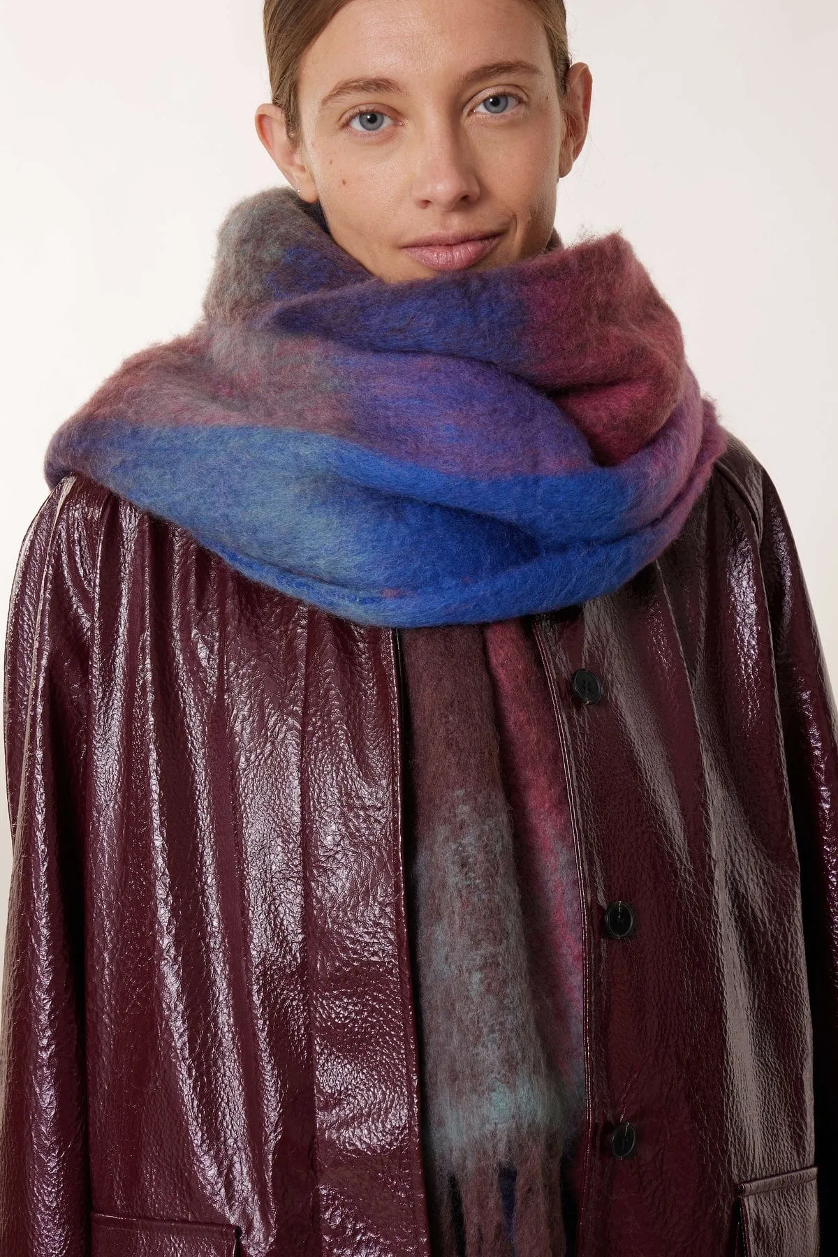 Leon & Harper Elton Check3 Scarf Blue