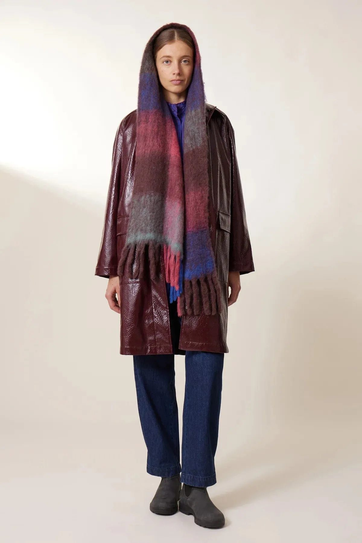 Leon & Harper Elton Check3 Scarf Blue