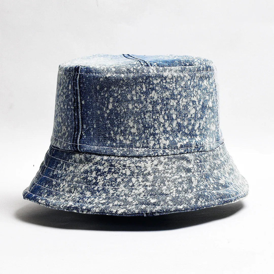 Mursaki Denim Bucket Hat - Blue Splatter Denim