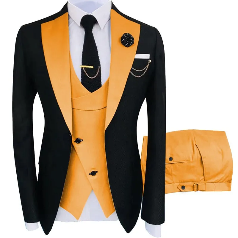 New Costume Homme Popular Clothing Luxury Party Stage Men&#39;s Suit Groomsmen Regular Fit Tuxedo 3 Peice Set Jacket Trousers Vest
