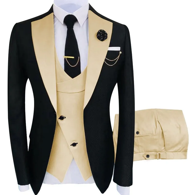 New Costume Homme Popular Clothing Luxury Party Stage Men&#39;s Suit Groomsmen Regular Fit Tuxedo 3 Peice Set Jacket Trousers Vest