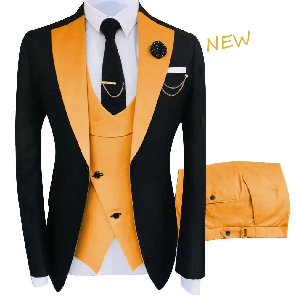 New Costume Homme Popular Clothing Luxury Party Stage Men&#39;s Suit Groomsmen Regular Fit Tuxedo 3 Peice Set Jacket Trousers Vest