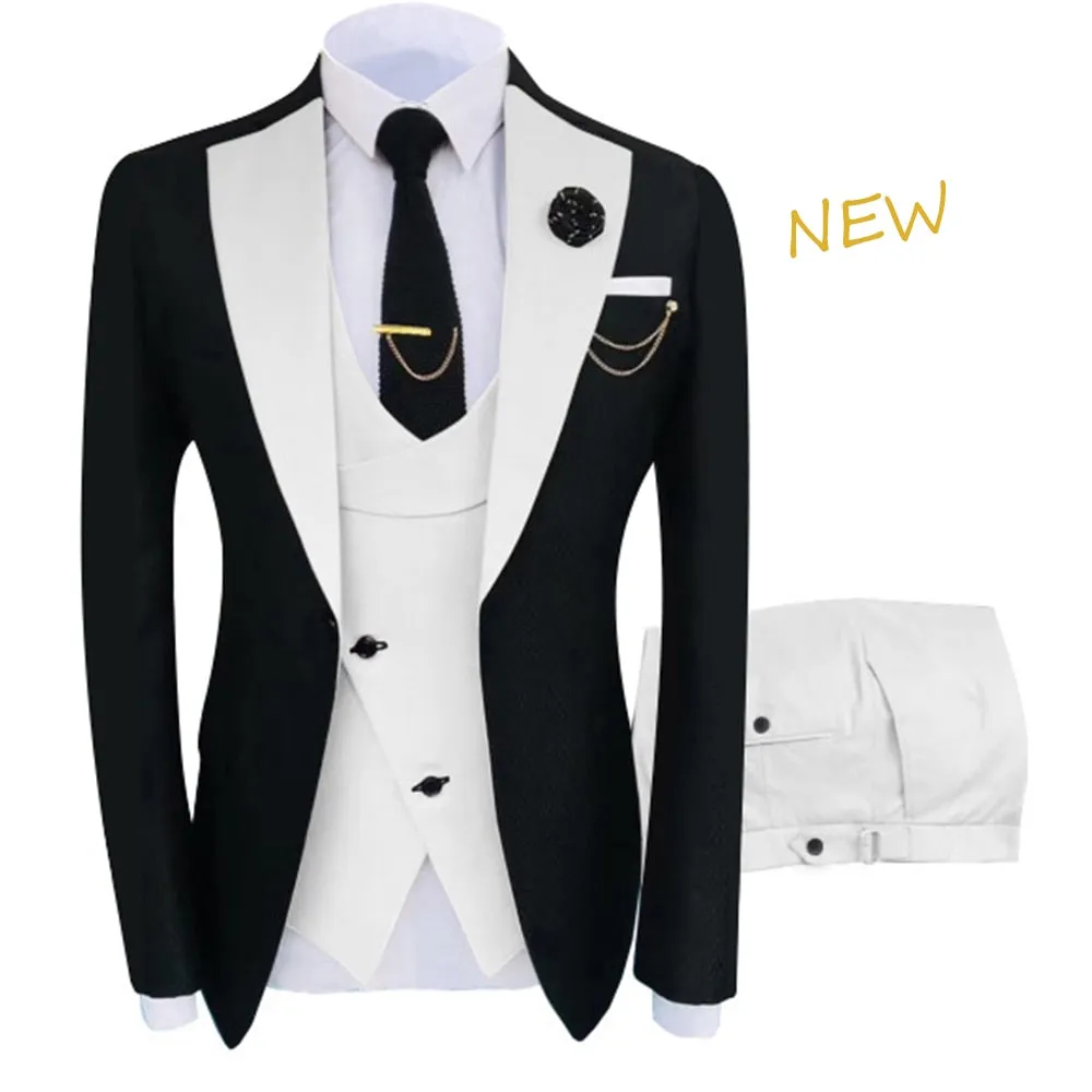 New Costume Homme Popular Clothing Luxury Party Stage Men&#39;s Suit Groomsmen Regular Fit Tuxedo 3 Peice Set Jacket Trousers Vest