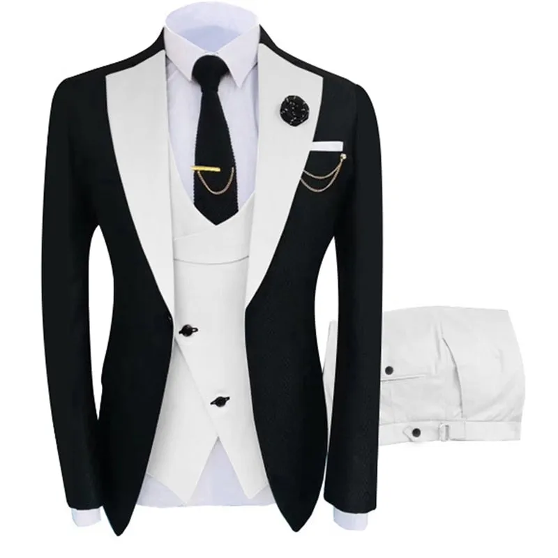 New Costume Homme Popular Clothing Luxury Party Stage Men&#39;s Suit Groomsmen Regular Fit Tuxedo 3 Peice Set Jacket Trousers Vest