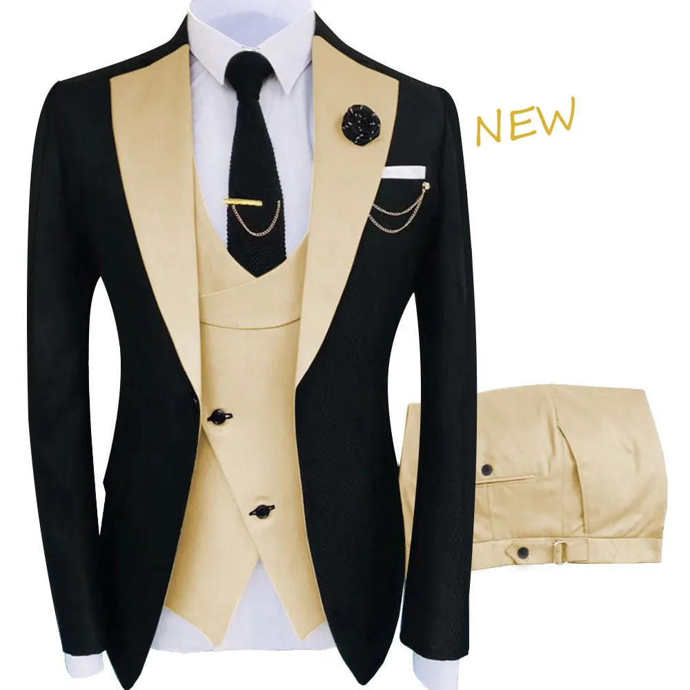 New Costume Homme Popular Clothing Luxury Party Stage Men&#39;s Suit Groomsmen Regular Fit Tuxedo 3 Peice Set Jacket Trousers Vest