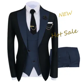 New Costume Homme Popular Clothing Luxury Party Stage Men&#39;s Suit Groomsmen Regular Fit Tuxedo 3 Peice Set Jacket Trousers Vest