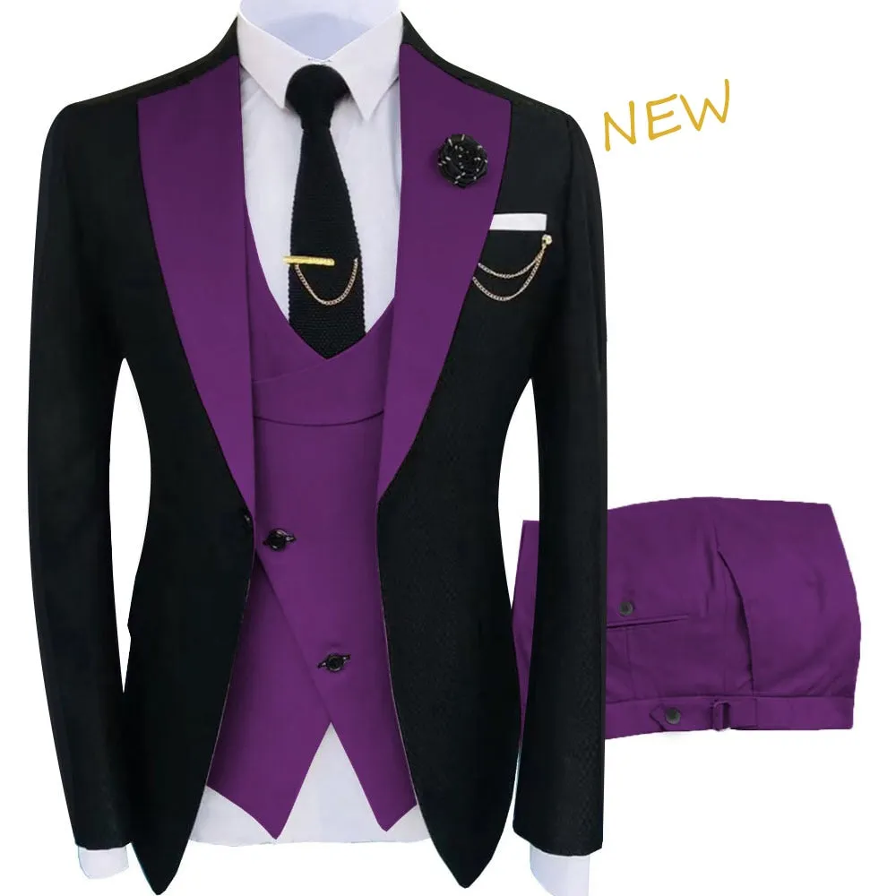 New Costume Homme Popular Clothing Luxury Party Stage Men&#39;s Suit Groomsmen Regular Fit Tuxedo 3 Peice Set Jacket Trousers Vest