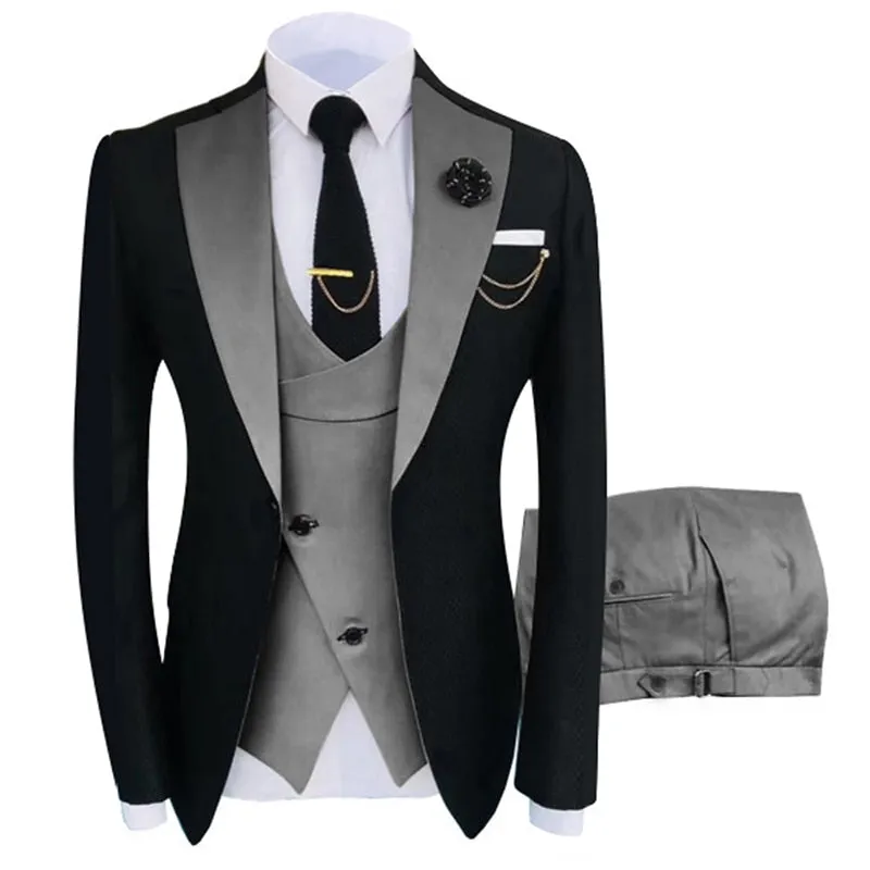 New Costume Homme Popular Clothing Luxury Party Stage Men&#39;s Suit Groomsmen Regular Fit Tuxedo 3 Peice Set Jacket Trousers Vest