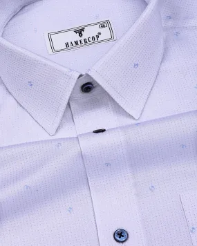Space SkyBlue With White Small Polka Dot Printed Cotton Shirt