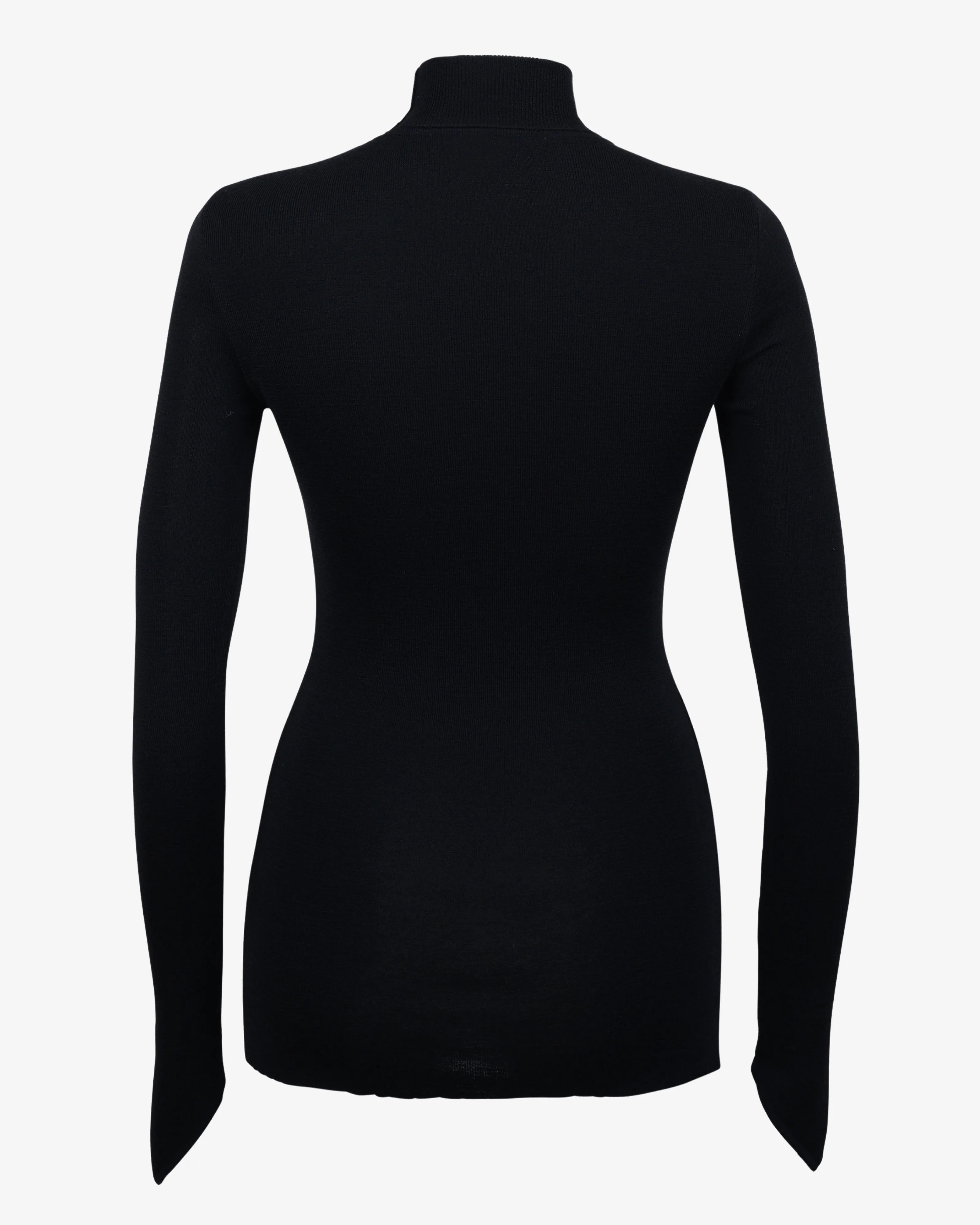 The Merino Turtleneck Point Sleeve Sweater - Black